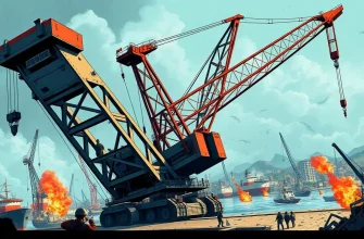 Films de catastrophe avec des grues portuaires